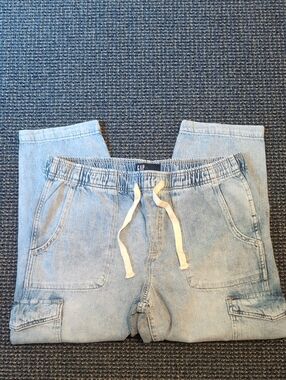 GAP Light Blue Denim Drawstring Cargo Joggers
